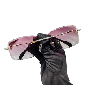 Hot Selling Moissanite Diamond <b>Sunglasses</b> <b>Men</b> Rimless Metal Anti-Reflective Pink Lens Custom Design - Product Image 1