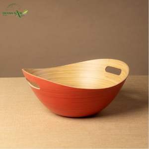 ชามเสิร์ฟไม้ไผ่สานแบบคลาสสิกสั่งทำพิเศษ พร้อมหูจับด้านข้าง เป็นมิตรกับสิ่งแวดล้อม ปลอดสารพิษ สำหรับใช้บนโต๊ะอาหาร - Product Image 1