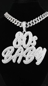 Colgantes y dijes de joyería fina de lujo de plata de ley 925 con moissanita, estilo hip hop, personalizados, de alta calidad, para bebés de los años 80 - Product Image 2