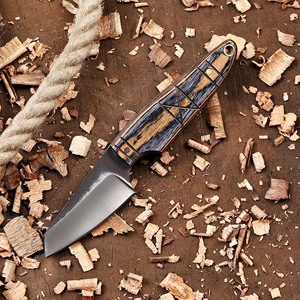 Couteau à lame fixe en acier 12C27 personnalisé, manche intégral, couteau EDC pour le désossage, la chasse, le camping, étui en cuir Pancake, outil de survie en plein air - Product Image 1