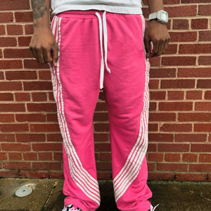 Men's Polyester/Nylon Casual Oversized Baggy <b>Stack</b> Wide Leg Flare for Wash Sweatpants Elastic Waist French Terry Straight Leg - Product Image 1