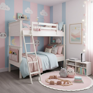 Modern Solid Wood New Zealand <b>Pine</b> Stackable Bunk <b>Bed</b> with Ladder for Kids Bedroom Apartment P.D.T Brand - Product Image 2