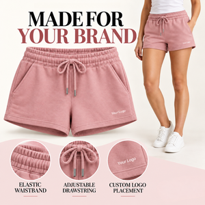 <b>Womens</b> Cotton Fleece <b>Shorts</b> Elastic Drawstring Waist Side Pockets Curved Hem Regular Fit Casual <b>Lounge</b> Apparel Quick Dry - Product Image 2