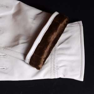 Guantes de piel de ciervo para hombre, guantes de conducción cálidos con forro de punto de invierno, de cuero genuino, color sólido - Product Image 3