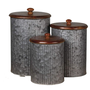Ensemble de 3 bidons galvanisés, accessoires de cuisine de haute qualité, design vintage, récipients de stockage alimentaire, utilisation pour la ferme - Product Image 2