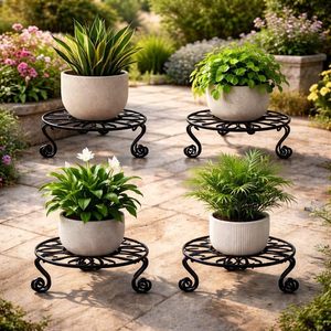 Support de plantes en métal antirouille pour usage intérieur et extérieur, support de pot de fleurs en fer robuste, support Gamla pour balcon, jardin, décoration de la maison - Product Image 5