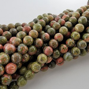 Cuentas redondas microfacetadas de unakita natural de alta calidad, piedra preciosa de unakita roja de 8 mm, cuentas sueltas para la fabricación de joyería al por mayor. - Product Image 6