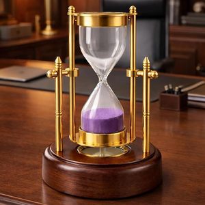 Reloj de Arena Náutico The Antique's Lab con Base de Madera y Brújula, Reloj de Arena Rosa de 1 Minuto para Colgar en Casa y Oficina - Product Image 1
