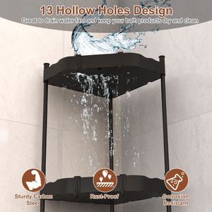 4 Tier <b>Corner</b> Shower Caddy Carbon Steel Bathroom Storage Rack Organizer Stand 3 Tier/4Tier Options - Product Image 5