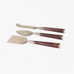 Ensemble de 3 couteaux à fromage modernes avec manche en marbre, en bois d'acacia et acier inoxydable, à prix avantageux - Product Image 5