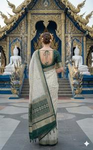 Ready Wear Premium Silk <b>Saree</b> <b>Blouse</b> Set Traditional Indian Pakistani Clothing for Party Floor-Length Wrinkle Free Quick Dry - Product Image 6