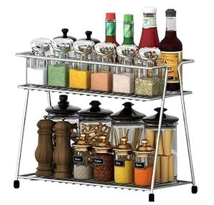 Estante de Cocina Metálico de 2 Niveles con Bandeja de Drenaje para Platos y Especias - Product Image 2