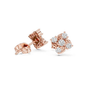 Pendientes de compromiso de oro blanco de 14 quilates con diamantes cultivados en laboratorio para mujer |   Diamante Cultivado Nuevo - Product Image 4