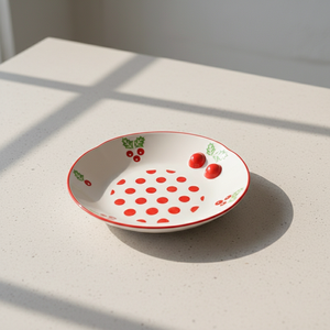 Plato Lateral de Porcelana Fina de Primera Calidad 3460985A-20, Nuevo, con Estampado de Flor de Poinsettia y Puntos - Product Image 3