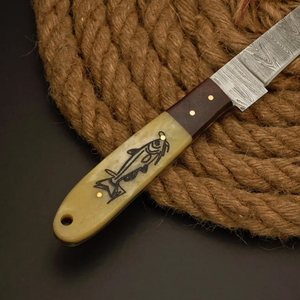 Cuchillo de filetear hecho a mano de acero de Damasco, cuchillo de pesca, el mejor regalo para amantes de la pesca, cuchillo personalizado - Product Image 5