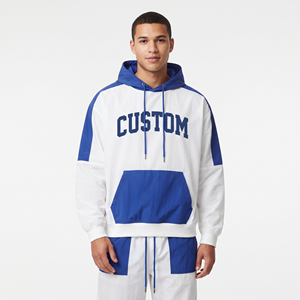Sudadera con Capucha de Nylon Grueso para Hombre, Estilo Casual, Hombros Caídos, Dos Tonos, Manga Larga, Ropa Urbana Personalizada - Product Image 4
