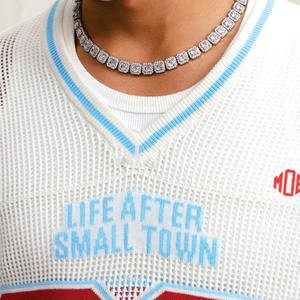 Camiseta de punto abierto de malla para hombre, estilo fútbol americano, 240 GSM, poliéster, oversize, estilo urbano, personalizada, OEM, proveedor de fábrica al por mayor, tendencia 2026 - Product Image 3