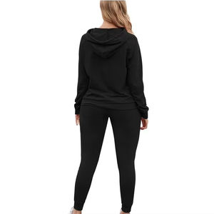 Conjunto de Sudadera con Capucha y Pantalones Acampanados de Alta Calidad para Venta al por Mayor, Chándal Personalizable con Logotipo, Trajes Deportivos Rojos para Mujer - Product Image 3