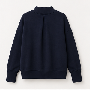 Sudadera Personalizada de Cuello Alto para Mujer, Color Índigo Oscuro, Corte Holgado, Manga Larga, Modelo WSS-0010 - Product Image 2