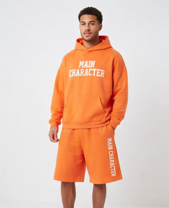 Conjunto de Sudadera con Capucha y Pantalones Cortos Estampados para Hombre, Oversize, 100% Algodón, Hombros Caídos, Chándal para Hombre - Product Image 3