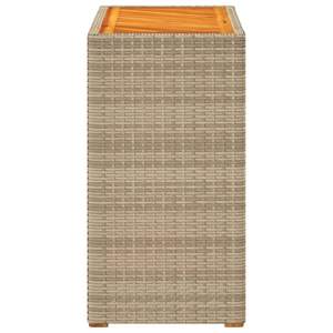 Mesa auxiliar de patio de ratán polivinílico beige con tapa de madera 23,6 "x 15,7" x 29,5 "Mesas para exteriores - Product Image 5