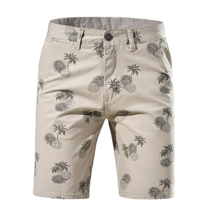 Pantalones Cortos Bermuda Estampados para Hombre con Diseño de Piña y Palmeras, Casuales de Verano, Estilo Chino, Cintura Media, Cierre de Botones y Bolsillos - Product Image 1