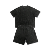 Ensemble court homme délavé à l'acide avec strass, t-shirt oversize et short, tenue 2 pièces streetwear vintage