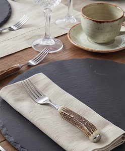 Ensemble de fourchettes vintage à manche en bois en acier inoxydable avec un design élégant, parfait pour les mariages et les dîners événementiels - Product Image 5