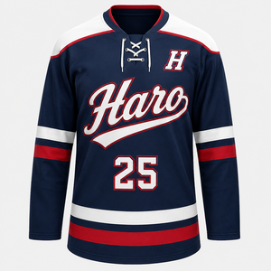 Ensemble de maillots de hockey sur glace personnalisés avec appliques en twill et broderies, avec chaussettes de hockey assorties pour les équipes jeunes et adultes - Product Image 1