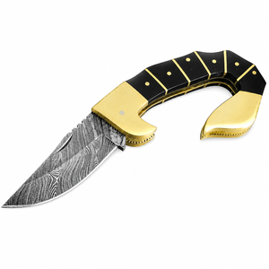 Cuchillo de Bolsillo Jexmoo OEM de Acero de Damasco Hecho a Mano de Grado Industrial con Hermosa Empuñadura y Funda de Cuero para Regalos y Uso en Exteriores - Product Image 3