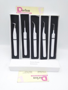 Pink White Eyelash Extension Tweezers Custom Logo Diamond Grip Tweezers For Eyelash Extension Stainless Steel Eyelashes Tweezers - Product Image 4