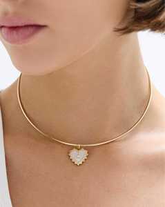 14K 18K <b>Solid</b> <b>Gold</b> Mother of Pearl Heart <b>Pendants</b> Round Cut Lab Grown Diamond Vintage Pave Frame Dainty Modern <b>Pendant</b> or Charms - Product Image 2
