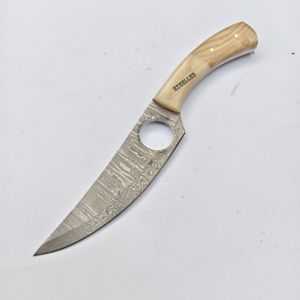 Cuchillo Hecho a Mano Personalizado de Acero al Carbono y Acero de Damasco, Ecológico, con Funda de Cuero - Product Image 4