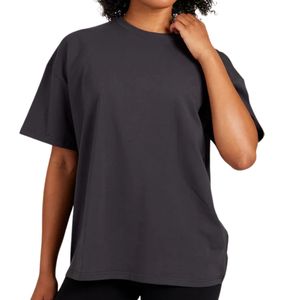 เสื้อยืดโอเวอร์ไซส์ผู้หญิง สไตล์ลำลอง ทรงหลวม ไหล่ตก แขนสั้น คอกลม สตรีทแวร์ ผ้าฝ้าย เสื้อยืดพื้นฐาน ขายส่ง OEM - Product Image 1