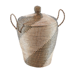 <b>Large</b> Handwoven Seagrass Laundry Basket with Lid Accent, High-Quality Vietnam Craftsmanship Wholesale Storage <b>Bin</b> - Product Image 1