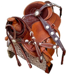 Équipement d'équitation de selle en cuir occidental de type anglais léger sur mesure avec cuirasse de têtière assortie - Product Image 1