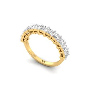 Luxury Princess Cut Lab Grown Diamond Half <b>Eternity</b> <b>Ring</b> in 925 <b>Sterling</b> <b>Silver</b> with Gold Plated Finish for Women - Product Image 1