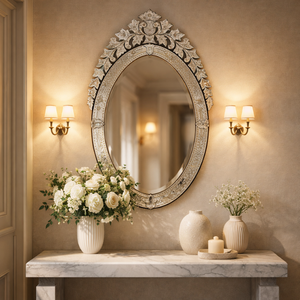 Espejo Decorativo Veneciano Ornamentado |   Espejo de Pared Vintage de Lujo |   Espejo Barroco Tallado Antiguo para Sala de Estar, Dormitorio o Entrada - Product Image 4