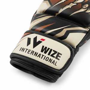 ถุงมือ MMA WIZE INTERNATIONAL แบบครึ่งนิ้ว หนัง PU ปิดด้วยเวลโคร ลายเสือ สำหรับทุกเพศ ถุงมือศิลปะการต่อสู้ ถุงมือ MMA - Product Image 4