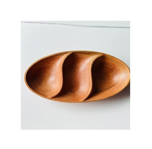 Plateau de service en bois en forme de feuille pour fruits secs, avec trois compartiments pour noix et fruits secs, pour la décoration de table. - Product Image 2