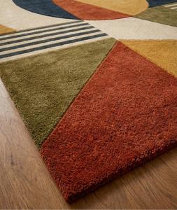 Modern Abstract <b>Block</b> Patchwork Wool Anti-Slip Medium Pile Cotton Canvas Backing Soft Tufted Terracotta Olive Mustard Multi - Product Image 5