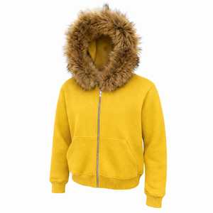 Sudadera con capucha de piel sintética azul cielo premium, unisex, con cremallera, bordado personalizado OEM, estampado DTG, corte holgado corto, sudadera con capucha de piel premium con cremallera - Product Image 4
