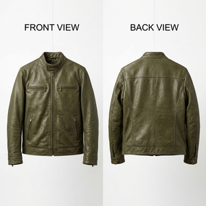 Chaqueta de Cuero Genuino Borgoña con Logotipo Personalizado, 800 GSM, Cuero Vacuno de Primera Calidad, Panel Trasero con Relieve, Estilo Motero, OEM - Product Image 6