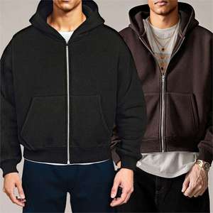 Custom 360gsm Fleece Drop Shoulder High Quality Streetwear Low MOQ Custom Boxy Zip up Hoodies for Men - Product Image 1