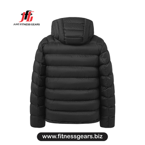 Men's Hooded Puffer <b>Jacket</b> Winter Casual <b>Zipper</b> Closure Thick Polyester Wadding Solid Color Regular Fit - Product Image 2