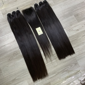 Os de cheveux vietnamiens crus cuticules droites paquets de cheveux alignés extensions de trame dentelle suisse 5x5 HD fermeture cheveux humains Vietnam - Product Image 2