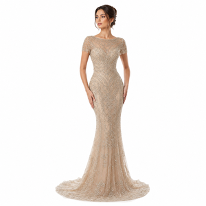 Vestido de Noche de Lujo Estilo Sirena con Lentejuelas y Bordados para Mujer |   Vestido de Novia Largo Hasta el Suelo, Estilo Formal, OEM - Product Image 1