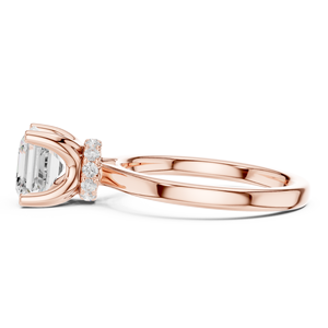Anillo clásico con corte Asscher, halo de diamantes cultivados en laboratorio, oro rosa de 14k, joyería certificada GRA para bodas, fiestas y aniversarios. - Product Image 2