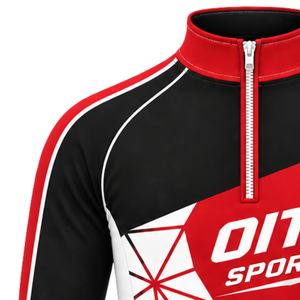 <b>Red</b> Black Quarter Zip Sports Jacket Long Sleeve Athletic Training <b>Top</b> Custom Team Running Workout Performance Sportswear Apparel - Product Image 3