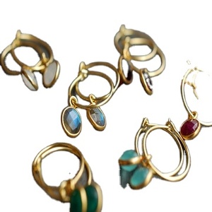 Pendientes de moda de múltiples piedras preciosas chapadas en oro de alta calidad para mujeres y niñas, estilo clásico para fiesta, hermoso regalo de Navidad - Product Image 1